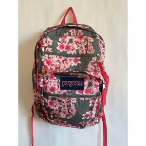 JANSPORT BACKPACK BIG STUDENT PLUMERIA PINK GREY FLORAL CHERRY BLOSSOM